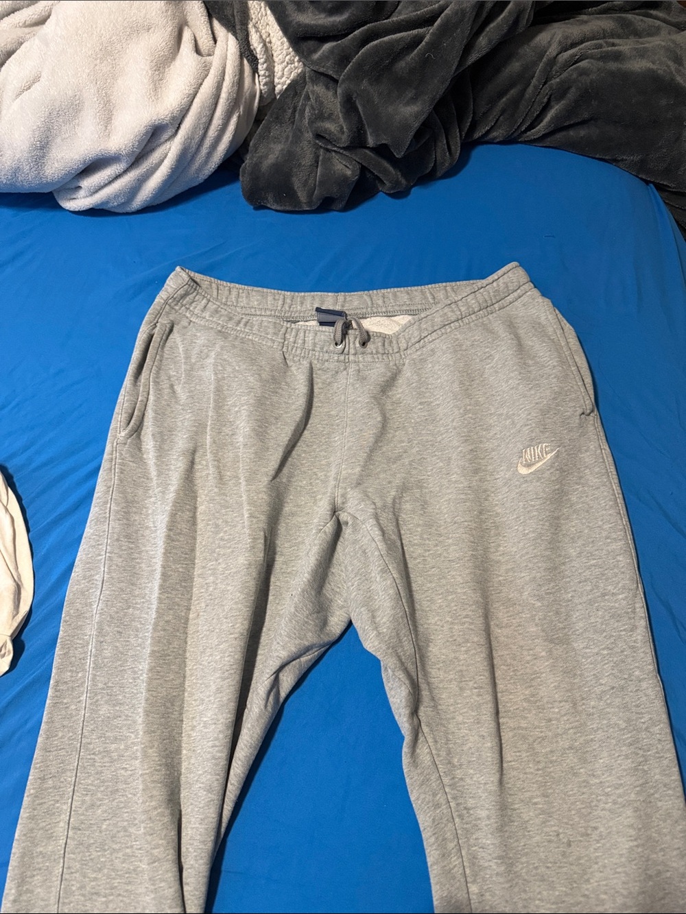 Nike Light Gray Sweatpants with Embroidered Swoosh